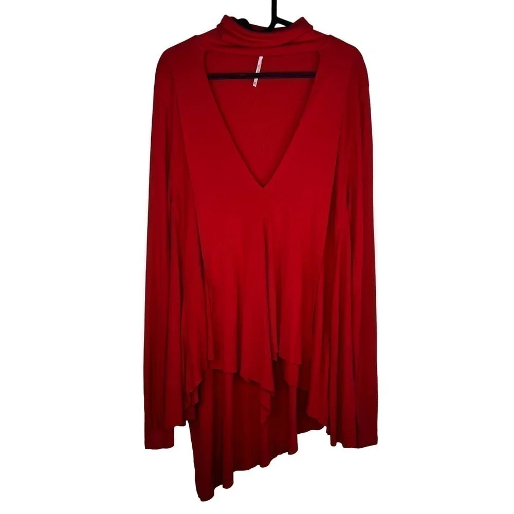 Free People Uptown Turtle Asymmetrical Hem Turtleneck Long Sleeve Top Size XS